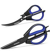 TRUSCEND Multi-Purpose Fishing Scissors, Heavy Duty Kitchen Shears for Cutting, 2 Pack Of Hardene...