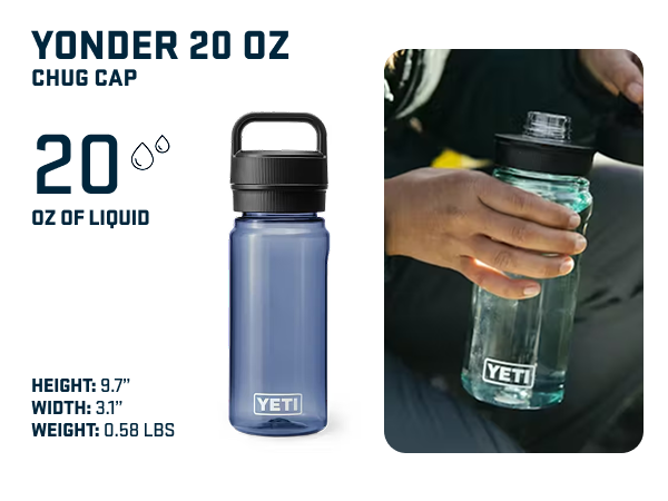yonder 20 oz plastic water bottle with chug cap