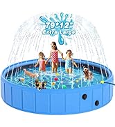 EPN Large Foldable Dog Pool – 0.55MM PVC 2-in-1 Portable Bathtub &amp; Sprinkler for Dogs, Cats, Kids...