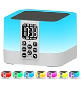 Gifts for Teen Boys Girls, Night Light Bluetooth Speaker, Multi-Color Changing Alarm Clock for Be...