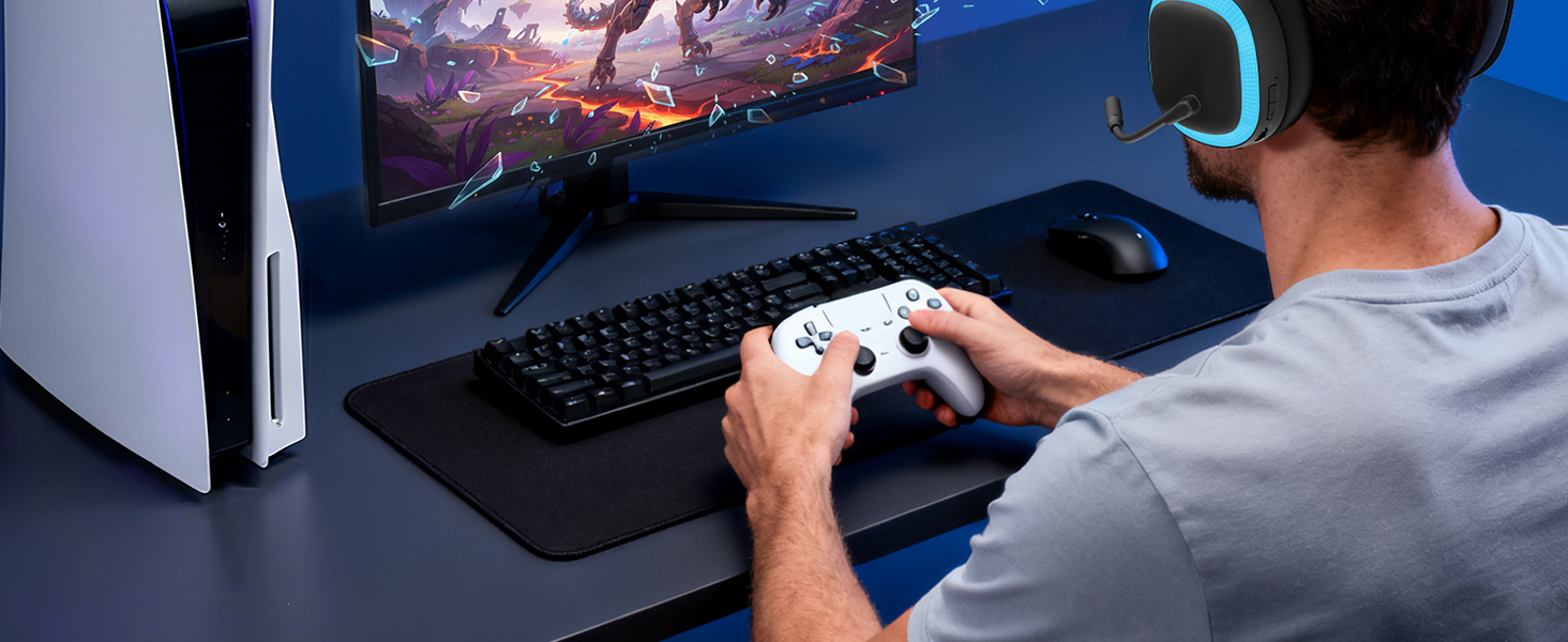 wireless gaming headset for ps5 with mic low latency bluetooth gaming headphones