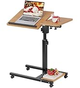 LINGMI Mobile Height Adjustable Laptop Desk with Mouse Pad, Portable Laptop Desk Rolling Tiltable...
