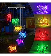 Toodour Solar Wind Chime, Color Changing Wind Chimes Dog, LED Decorative Mobile, Gifts for Mom Gr...
