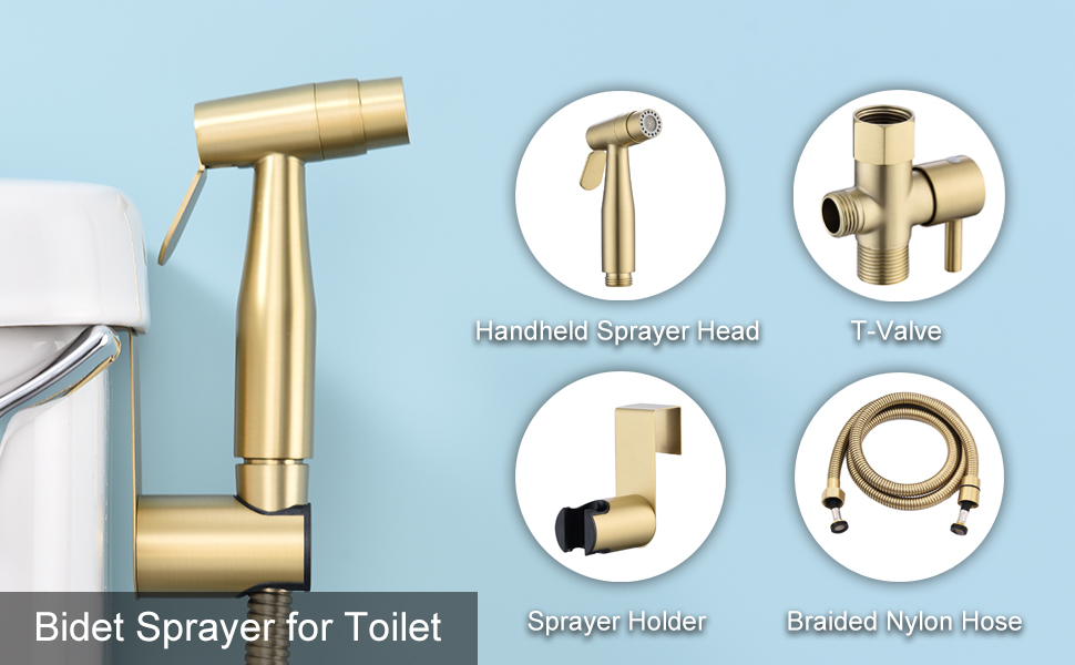 Bidet sprayer for toilet gold