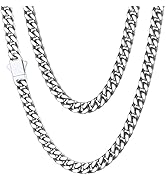 ChainsHouse Stainless Steel Mens Cuban Link Chain, Black/18K Gold Miami Cuban Chain Necklace, 5mm...