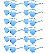 AGGKKY 12 Pairs Heart Shaped Sunglasses for Women Girl Colorful Rainbow Sunglasses Rimless Fun Tr...