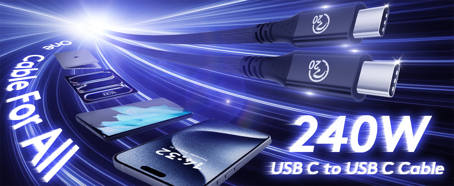 Flexible USB C to USB C 3.2 Gen 2x2 Cable 1Foot 6.6 feet 0.3m 2m 1.8m