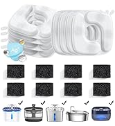 Veken Cat Water Fountain Filters, 8 Pack Replacement Filters &amp; 8 Pack Replacement Pre-Filter Spon...