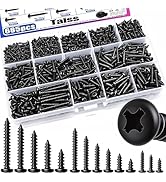 Taiss 685PCS M2 M3 M4 Phillips Pan Head Self Tapping Wood Screws Assortment Kit,14 Sizes Self Tap...
