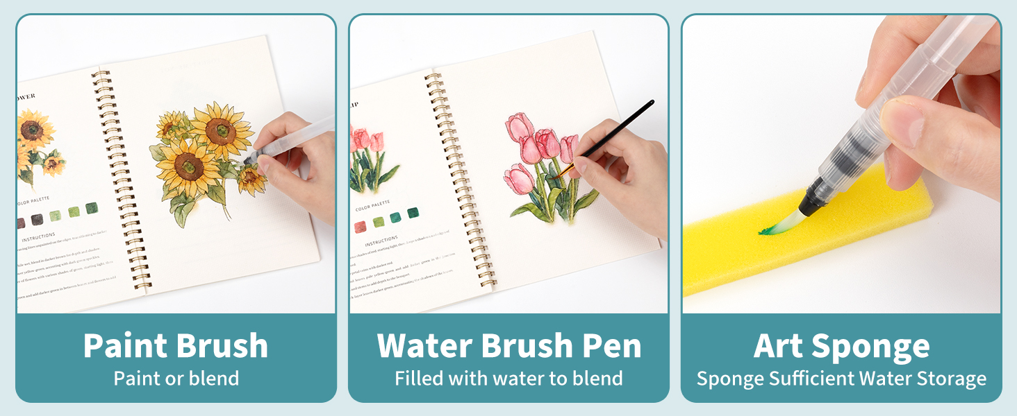 Watercolor Paint Set with Palette and Brush