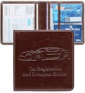Peisicne Car Registration and Insurance Holder, Vehicle Glove Box Car Organizer with Magnetic Clo...