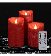 7LinRay Burgundy Flameless Candles with Remote, Real Wax Battery Operated LED Candles, Flickering...