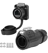 CNLINKO LP-20 RJ45 Waterproof Connector Set, CAT6 Ethernet Connector 8P8C Dual Port Connector Pan...
