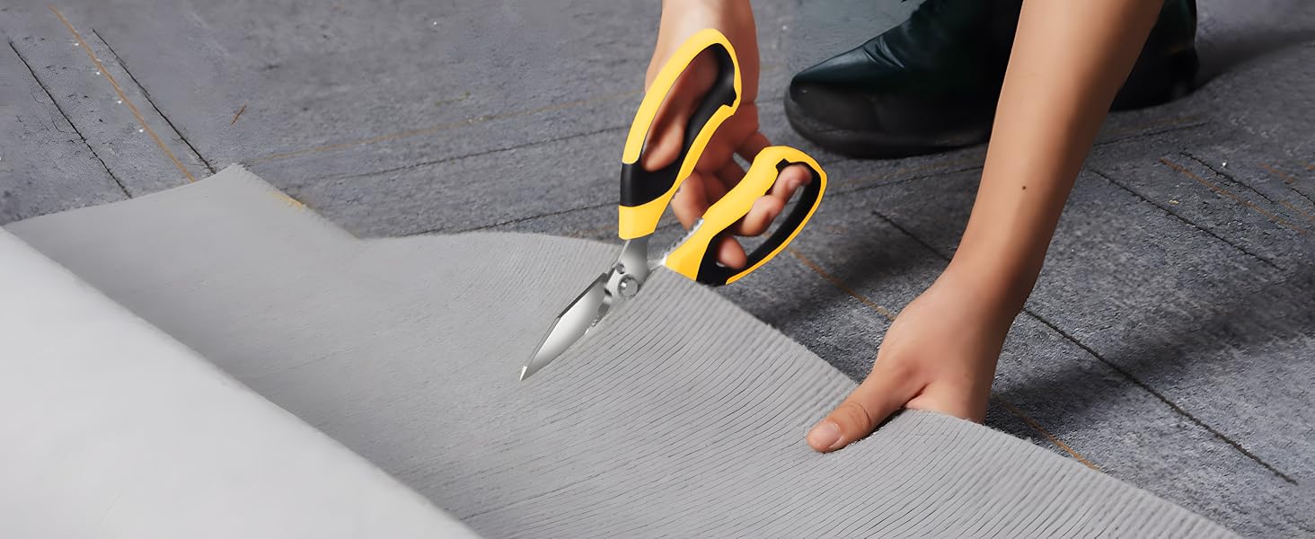 Sharp utility heavy duty scissors blades efficiently cut through carpet / rug and more