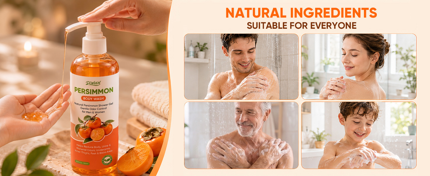 Persimmon Body Wash for Old People Smell Persimmon Soap Bar for Body Odor Control