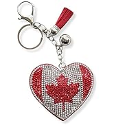 Evenchae Sparkling World Flag Keychain | Plush Heart Bag Charm - Handbag Backpack Luggage | Gift ...