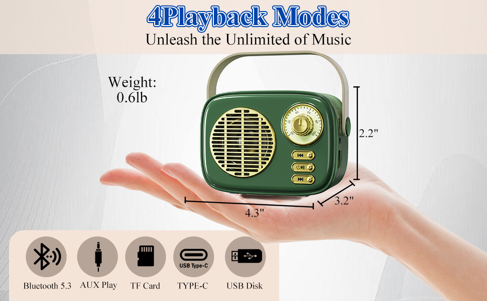 Portable Bluetooth Speaker Retro, Easy to Carry