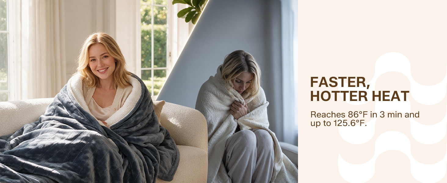 electric heated blanket full throw queen throw fast even heating auto off timer flannel sherpa soft