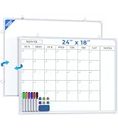 MaxGear Monthly Calendar Dry Erase Board for Wall, 24"x18" Magnetic Double-Sided White Board, Han...