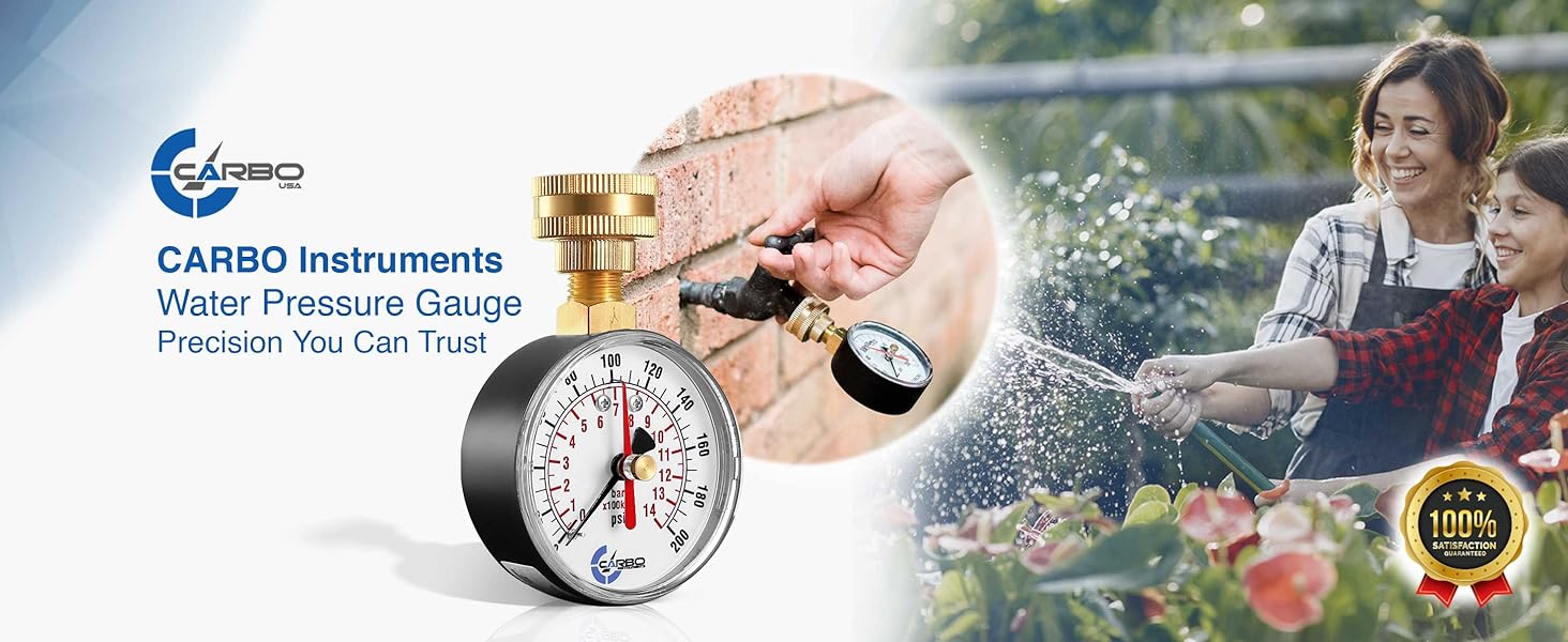 2.5" pressure gauge clear in low light clear in rain, 0-200 PSI, red max pointer, rust-free outdoor
