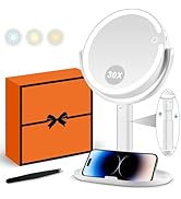 MIYADIVA Makeup Mirror with Lights, 30X Magnifying Mirror with Light and Touch Switch, Vanity Mir...