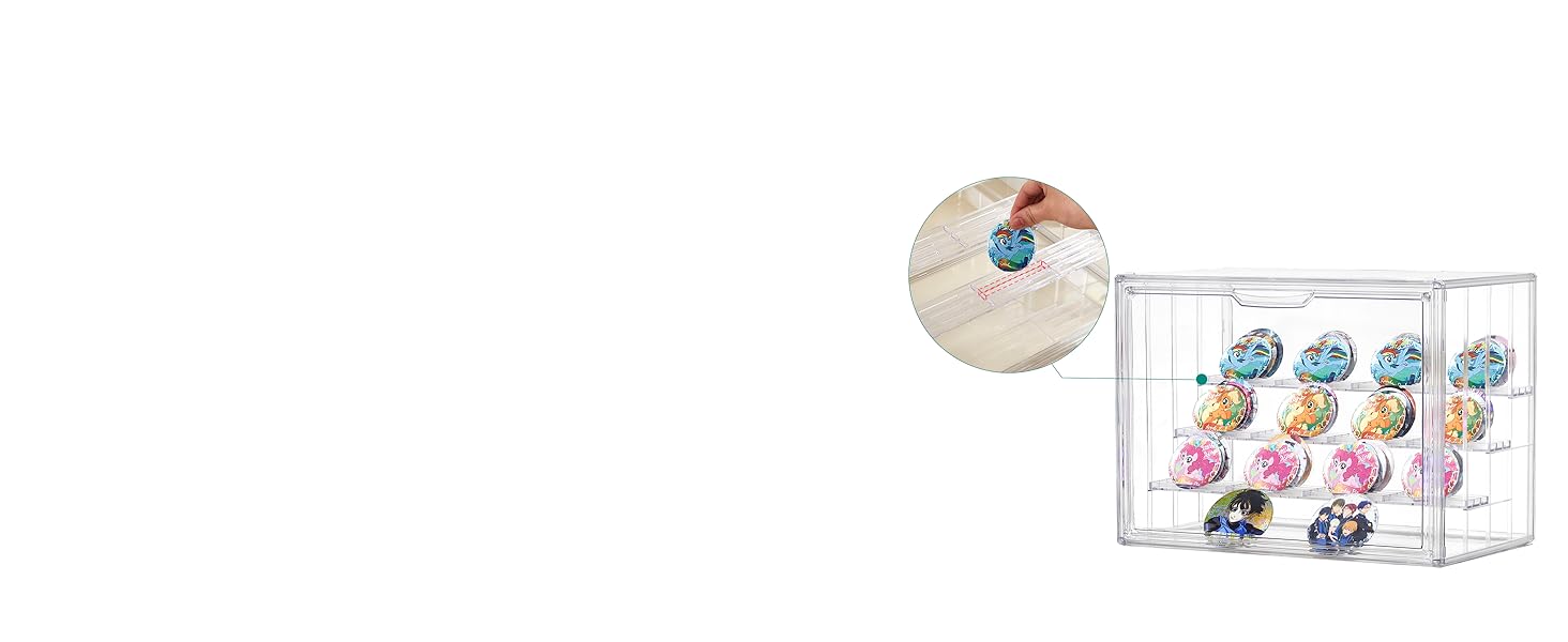 Clear Acrylic Display Boxes,3 Tiers Display Case with 2 Movable Plate,Display Box with Magnetic Door