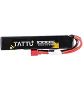 Tattu 7.4V Airsoft LiPO Battery with T Connector, 1000mAh 25C 2S Battery Pack for Airsoft Gu-ns