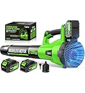Tietoc Leaf Blower Cordless, 1200W Brushless Electric Leaf Blower with 2 X 5.0Ah Battery, 6 Speed...