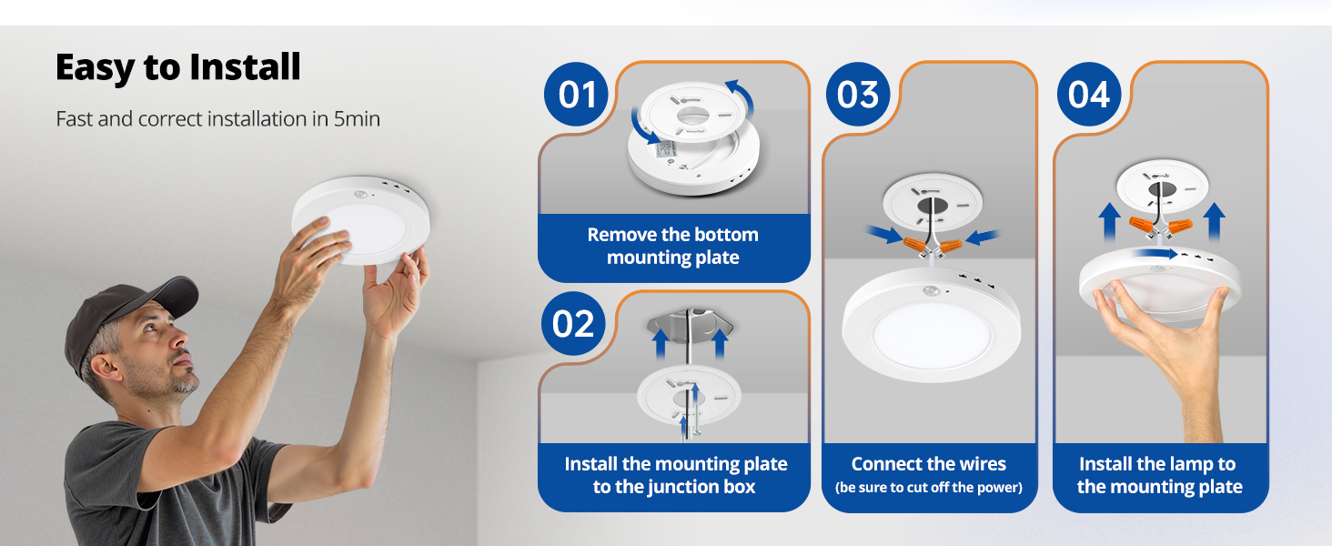 Motion Sensor Ceiling Light Wired