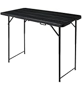 FROASISPRO 4ft Folding Table, Portable Fold-in-Half Adjustable Height Utility Table for Indoor/Ou...