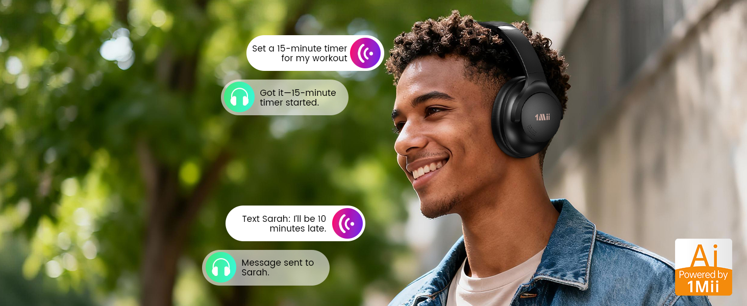 1Mii AI Y8 Active Noise Cancelling Headphones, Wireless Headphones Over Ear Bluetooth 6.0
