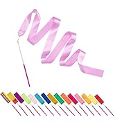 PAMASE Dance Ribbons - 16 Packs Ribbon Wands with Non-Slip Handles for Girls Gift, 6.6ft Rhythmic...