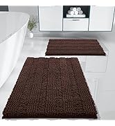 Yimobra Washable Bathroom Rugs Sets 2 Piece, Non Slip Quick Dry Absorbent Bath Mat Set, Plush Che...