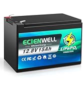 12V 15Ah Lithium LiFePO4 Battery, ECIENWELL 5000+ Deep Cycle Battery Built in 10A BMS, 12 Volt Re...