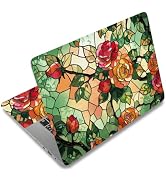 SUPERDANT 3Pcs Laptop Skin Sticker Cover Decal with Glass Rose Floral Design Waterproof Scratch R...