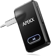APEKX Bluetooth Adapter for Car, Wireless 3.5mm Aux Hi-Fi Audio Receiver with 15H Battery Life, f...