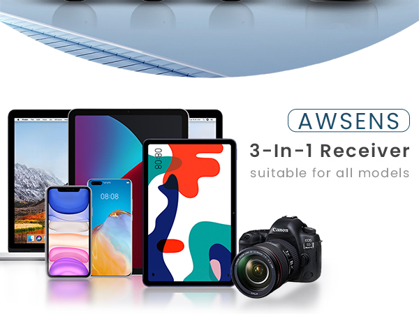 3 in 1 Mini Microphone,Wireless Lavalier Microphones for iPhone Android Camera USB-C,2.4G 