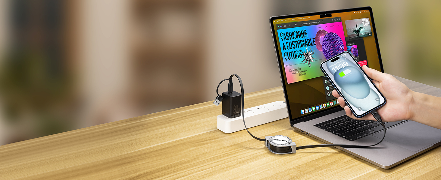 3 in 1 retractable fast charging cable