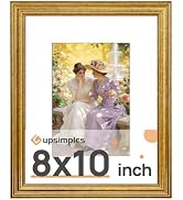 upsimples 8x10 Picture Frame, Vintage Frames Decor, 1Pack Gold | Fit 5x7 and 8 x 10 Photo, Wall o...