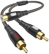 EMK RCA Splitter 2 Male to Female Extension Cable Dual Shielding Gold Plated Nylon Braided RCA Sp...