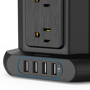 tower power strip surge protector