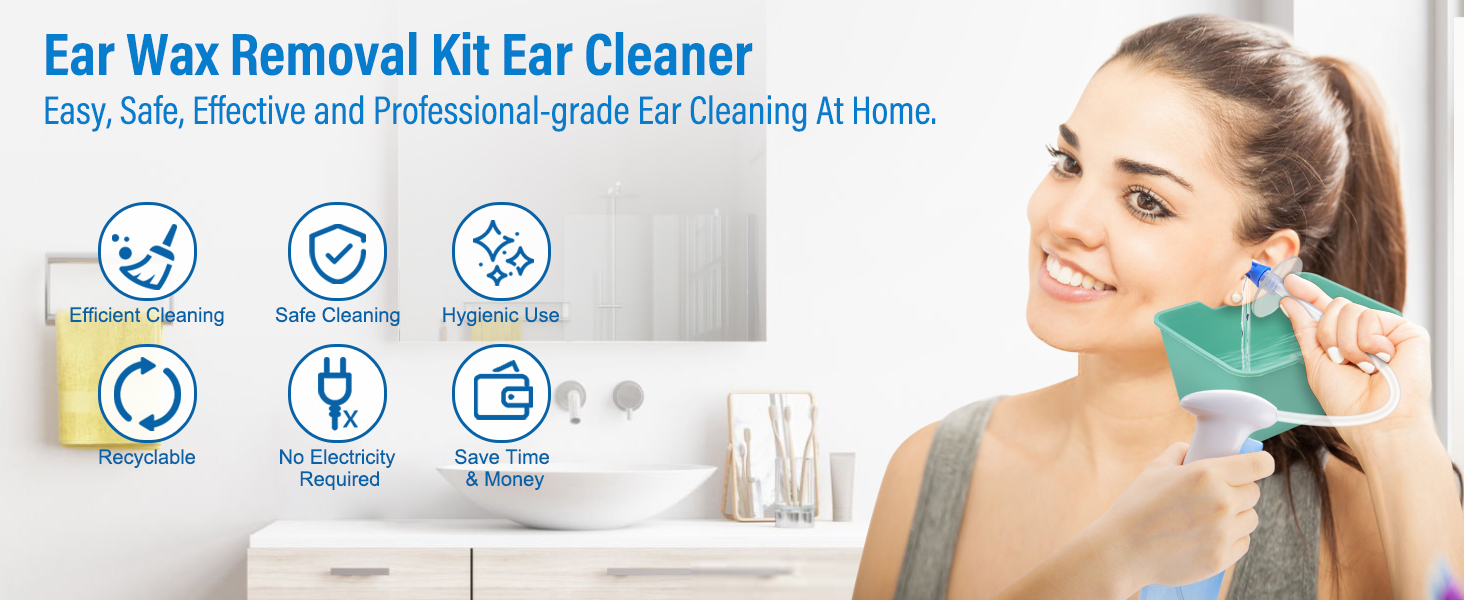Ear Wax Removal, Ear Cleaner, Ear Cleaning Kit, Manual Ear Irrigation Flushing System