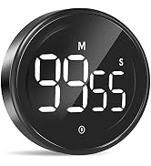 LIORQUE Digital Kitchen Timer, Magnetic Countdown Countup Timer with Large LED Display, 2 Brightn...