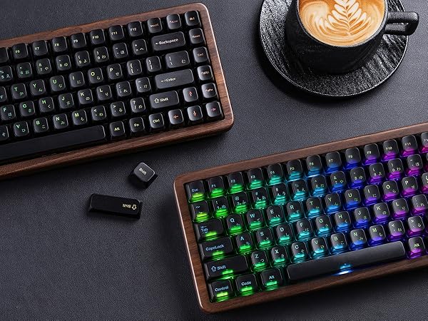 Womier Frosted Jelly Keycaps, Clear Shine Through Keycaps Mechanical Keyboard Caps