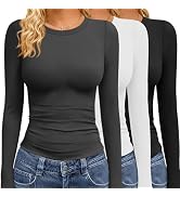 GAYHAY 3 Pack Womens Long Sleeve T Shirts Crew Neck Fall Winter Top 2026 | Soft Stretchy Slim Fit...
