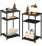 WLIVE End Tables Living Room Set of 2, Black End Table for Two, Narrow Side Table for Bedroom, Ho...