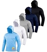 ZITY 5 Pack Men's Sun Protection Long Sleeve Hoodie Shirts UPF 50+ Fishing Shirts Lightweight Ath...