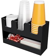 Beego 4-Compartment Cup Holder for Countertop - 2-Tier Black Acrylic Cup Dispenser Coffee Station...