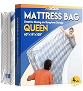 Plastic Mattress Bag for Moving Storage, Waterproof Mattress Cover, Mattress Protector for Moving...