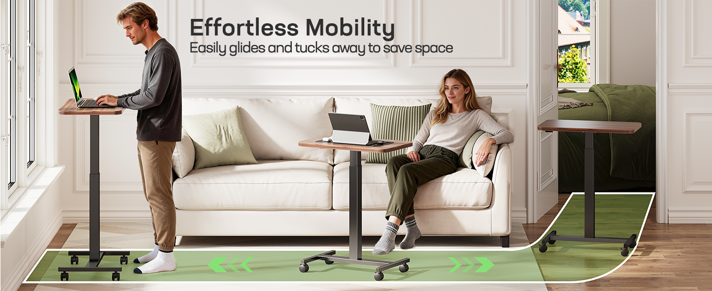 Portable rolling standing desk